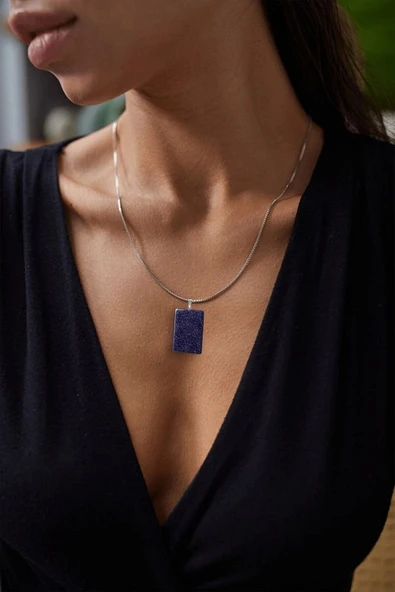 Sertifikalı Yüksek Kalite Doğal Mavi Yıldız Taşı Kolye - Resim 3