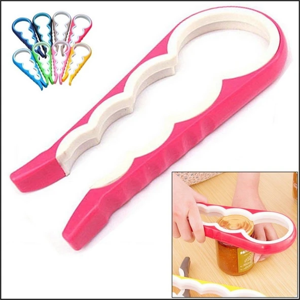 4 Fonksiyonlu Plastik -Silikon Şişe Kavanoz Kapağı Açma Aparatı - 2