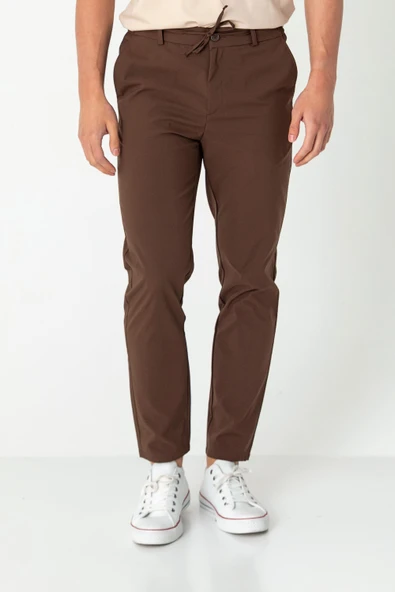 Erkek Beli Lastikli Likralı Bağcıklı Rahat Kumas Pantolon - 8