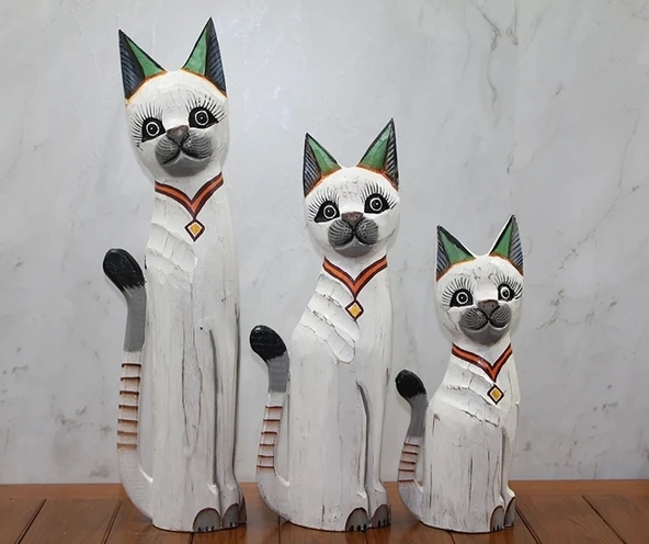 Ahşap 3'lü Kedi Seti 50 Cm Okas:1
