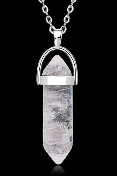Sertifikalı Doğal Kristal Kuvars Taşı Doğal Taş Kolye