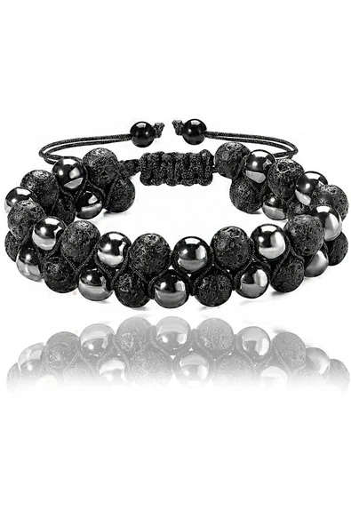 Sertifikalı Doğal Hematit Volkan Lav Taşı Bileklik - Resim 2