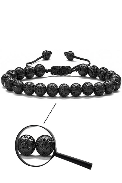 Sertifikalı Doğal Volkanik Lav Taşı Doğal Taş Bileklik ürün görseli