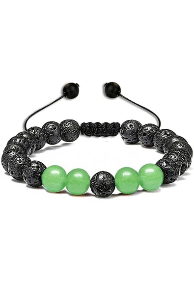 Sertifikalı Doğal Aventurin Volkan Lav Taşı Doğal Taş Bileklik Seti - Resim 2