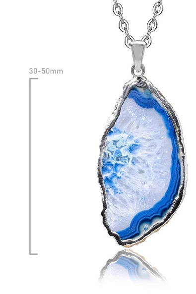 Sertifikalı Yüksek Kalite Doğal Mavi Akik Taşı Plaka Kolye - Resim 2