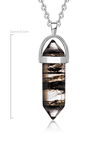 Sertifikalı Doğal Siyah Fosilli Akik Taşı Kolye - Resim 2