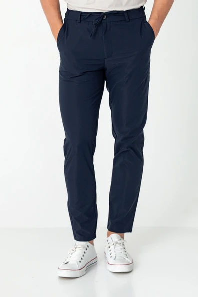 Erkek Beli Lastikli Likralı Bağcıklı Rahat Kumas Pantolon - 5