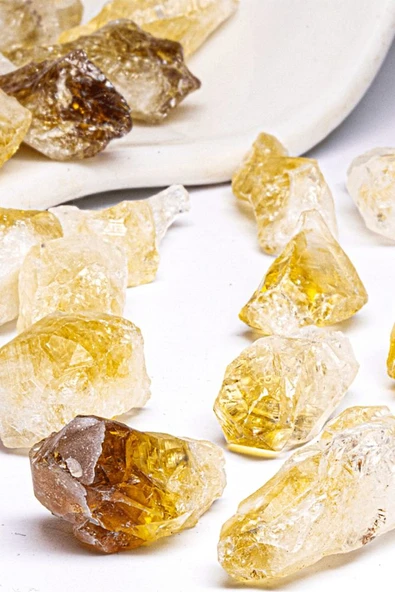 Sertifikalı Cüzdan Boy Para Taşı Ham Işlenmemiş Doğal Sitrin Taşı Kütle ürün görseli