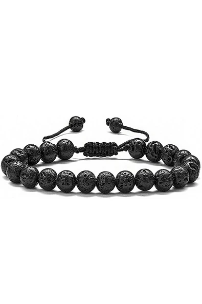 Sertifikalı Doğal Volkanik Lav Taşı Doğal Taş Bileklik - Resim 2