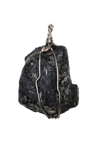 Sertifikalı Tel Sargılı Ham İşlenmemiş Turmalin Taşı Kolye - Resim 2