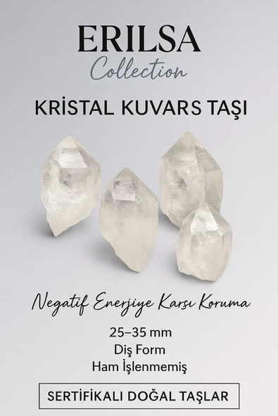 Sertifikalı Ham İşlenmemiş Doğal Kristal Kuvars Taşı Kütle Parça 25-30 mm – Saf Enerji Taşı ürün görseli