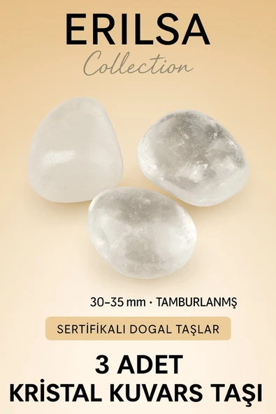 Sertifikalı Kristal Kuvars Taşı Doğal Taş Kütle – 3 Adet Parça Saf ve Şeffaf - 2