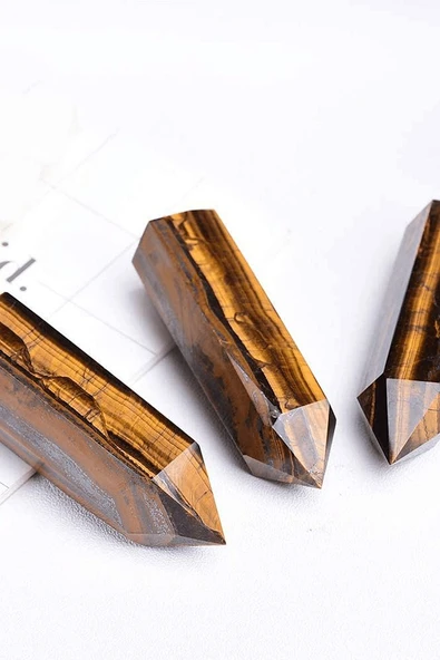 Sertifikalı 1.kalite Doğal Kaplan Gözü Taşı Piramit Kazık Obelisk Parça - Resim 5