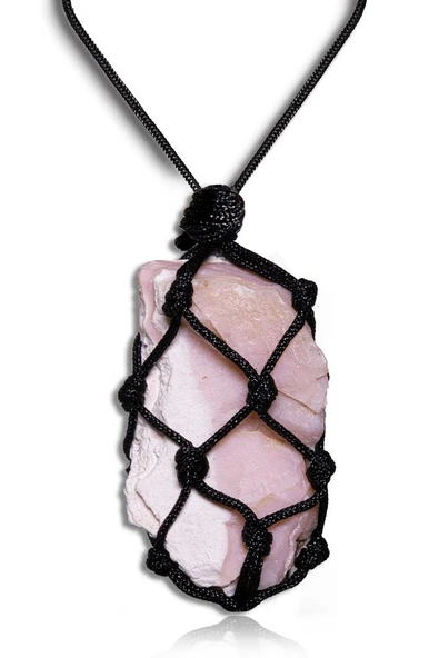 Sertifikalı Ayarlanabilir Doğal Afrika Pembe Opal Taşı Kolye