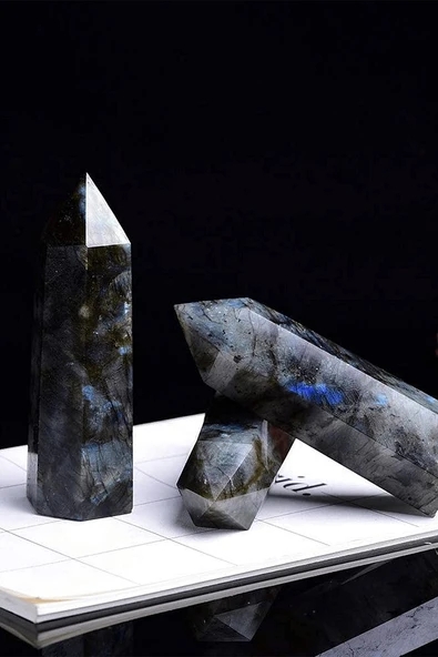 Sertifikalı 1.kalite Doğal Labradorit Taşı Piramit Kazık Obelisk Parça - Resim 7