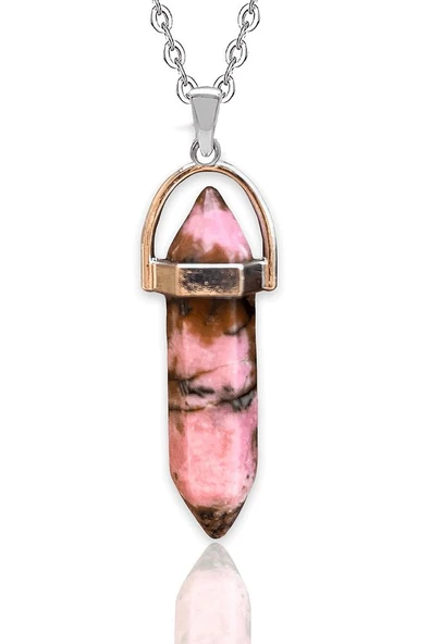 Sertifikalı Gerçek Çivi Model Rodonit Taşı Kolye (RODOKROZİT TAŞI) - Resim 2