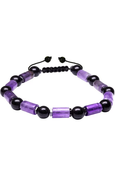 Sertifikalı Yüksek Kalite Doğal Ametist Oniks Hematit Taşı Bileklik - Resim 2