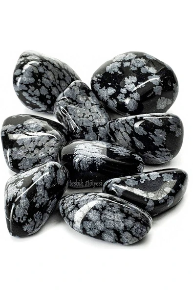 Sertifikalı Karlı Obsidyen Taşı Doğal Taş Kütle Parça