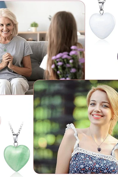 Sertifikalı Kalp Model Gerçek Kaplan Gözü Taşı Kolye - Resim 3