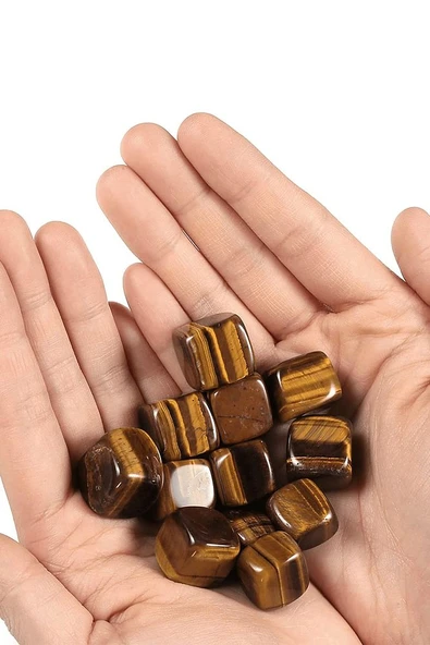 Sertifikalı Tamburlanmış Küp Doğal Kaplan Gözü Taşı Doğal Taş Kütle Parça - 5