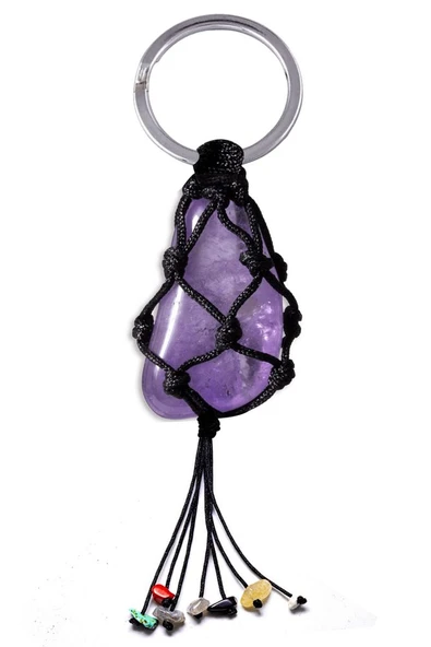 Sertifikalı Doğal Ametist Taşı 7 Çakra Anahtarlık ürün görseli