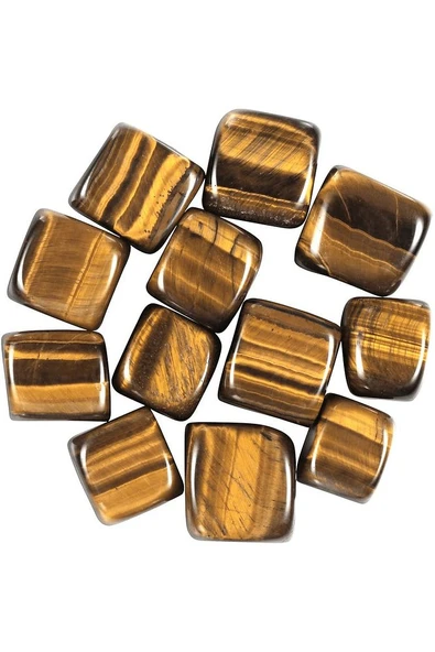 Sertifikalı Tamburlanmış Küp Doğal Kaplan Gözü Taşı Doğal Taş Kütle Parça - 2