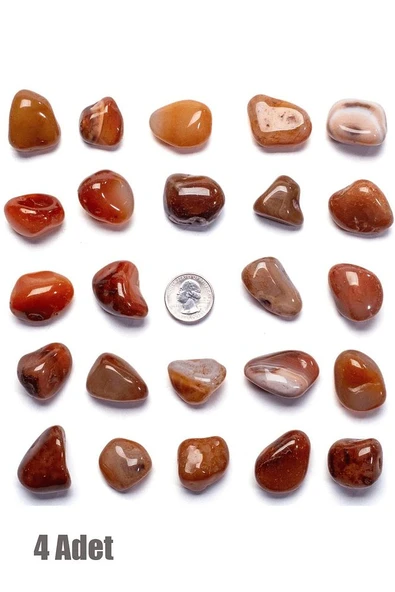 Sertifikalı Tamburlanmış 3 Adet Karneol Karnelyan Akik Taşı Kütle ürün görseli
