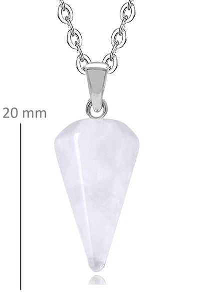 Sertifikalı Doğal Kristal Kuvars Taşı Doğal Taş Pandül Kolye - 2