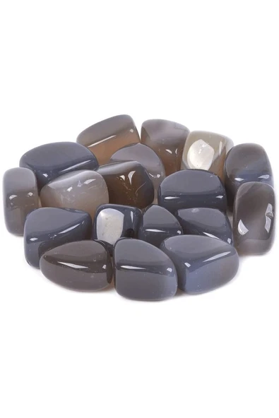 Sertifikalı Ham Tamburlanmış Doğal Gri Akik Taşı Kütle Parça - Resim 2