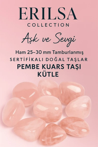 Sertifikalı Doğal Pembe Kuvars Taşı Kütle 25-30 mm – Aşk ve Sevginin Kristali ürün görseli 1