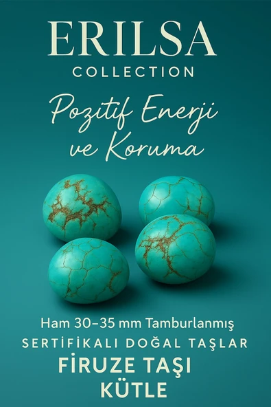 Sertifikalı Doğal Firuze Taşı Kütle 30-35 mm – Pozitif Enerji ve Koruma ürün görseli