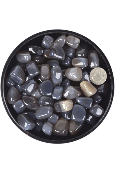 Sertifikalı Ham Tamburlanmış Doğal Gri Akik Taşı Kütle Parça - Resim 3