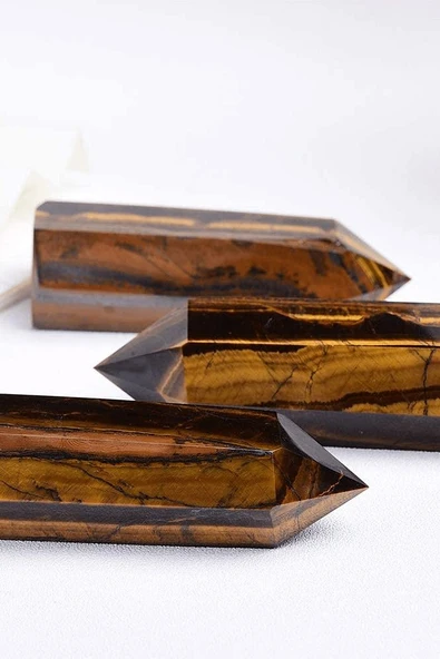 Sertifikalı 1.kalite Doğal Kaplan Gözü Taşı Piramit Kazık Obelisk Parça - Resim 4