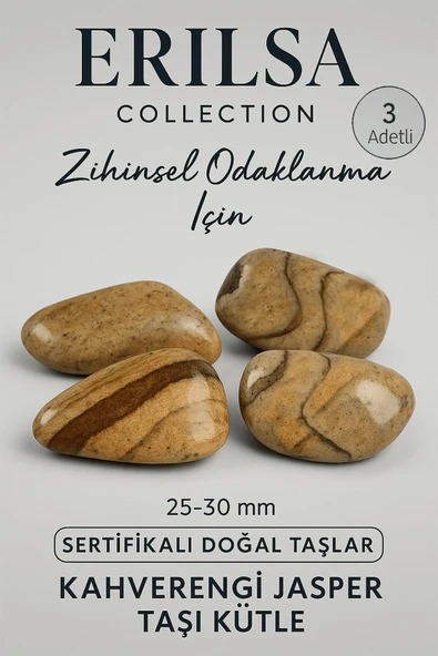 Sertifikalı Kahverengi Jasper Taşı Kütle 3’lü Set (25-30 mm) – Zihinsel Odaklanma Taşı - Resim 4