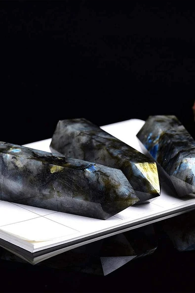 Sertifikalı 1.kalite Doğal Labradorit Taşı Piramit Kazık Obelisk Parça - Resim 8