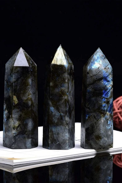 Sertifikalı 1.kalite Doğal Labradorit Taşı Piramit Kazık Obelisk Parça - Resim 6