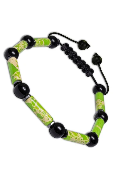 Sertifikalı Doğal Yeşil Varisit Oniks Hematit Taşı Bileklik ürün görseli