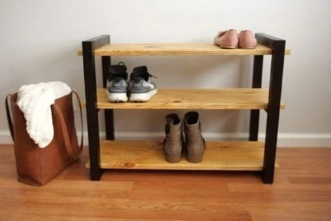 KUZELA  Metal Ahşap Çok Amaçlı Ayakkabılık.