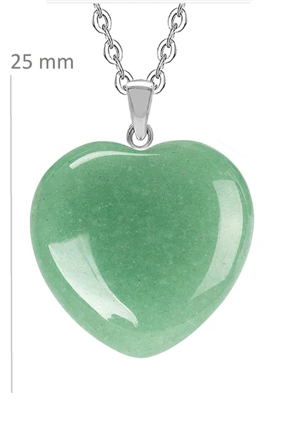 Sertifikalı Kalp Model Gerçek Aventurin Taşı Kolye - Resim 2