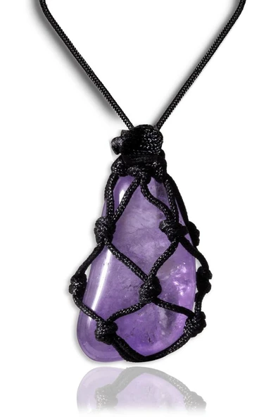 Sertifikalı Ayarlanabilir Doğal Ametist Taşı Kolye ürün görseli