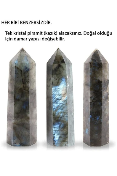 Sertifikalı 1.kalite Doğal Labradorit Taşı Piramit Kazık Obelisk Parça - Resim 2