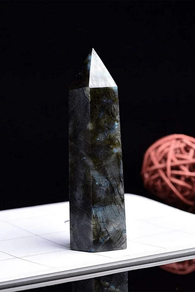 Sertifikalı 1.kalite Doğal Labradorit Taşı Piramit Kazık Obelisk Parça - Resim 5
