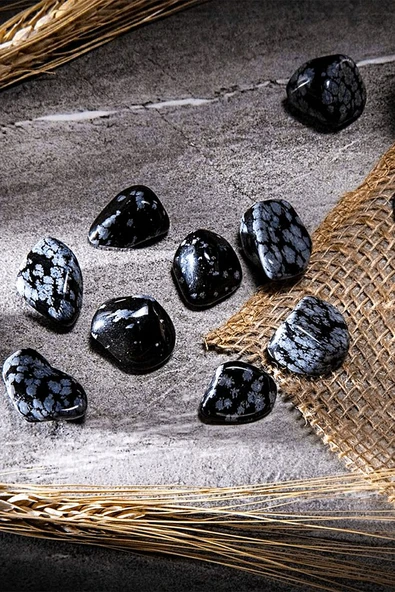 Sertifikalı Karlı Obsidyen Taşı Doğal Taş Kütle Parça - 2