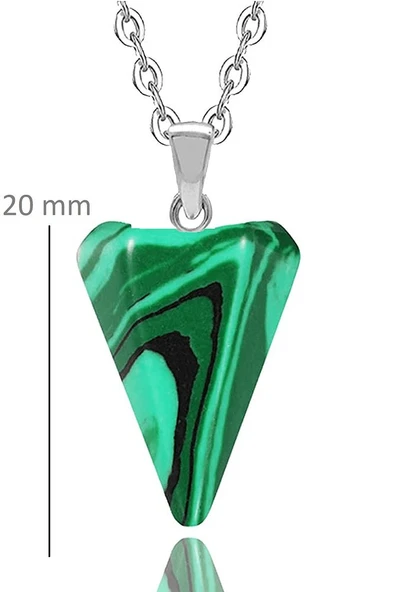 Sertifikalı Doğal Malahit Taşı Doğal Taş Pandül Kolye - 2