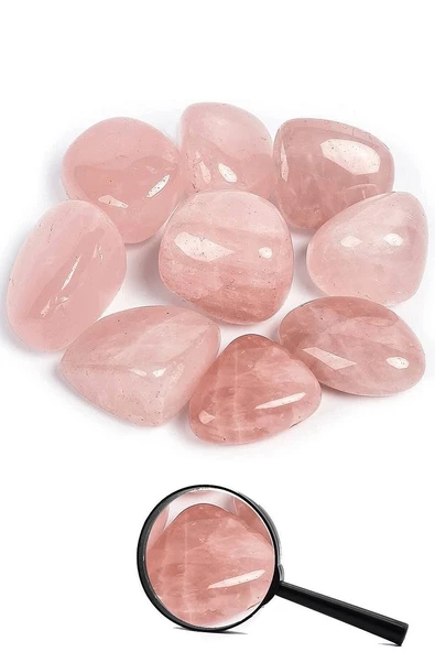Sertifikalı Tamburlanmış Doğal Pembe Kuvars Taşı Kütle Parça