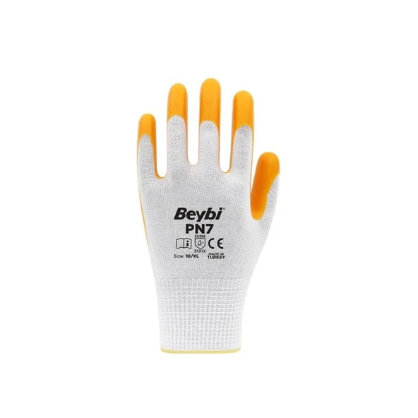 Beybi Nitril Poly PN7 10 Beden Beyaz Sarı Eldiven - 2