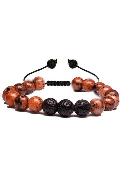 Sertifikalı Doğal Lav  Kırmızı Mercan Taşı Bileklik Seti - Resim 2