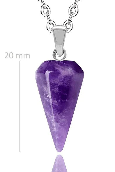 Sertifikalı Doğal Ametist Doğal Taş Pandül Kolye - Resim 2