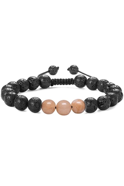 Sertifikalı Doğal Lav - Güneş Taşı Bileklik Seti - Resim 2