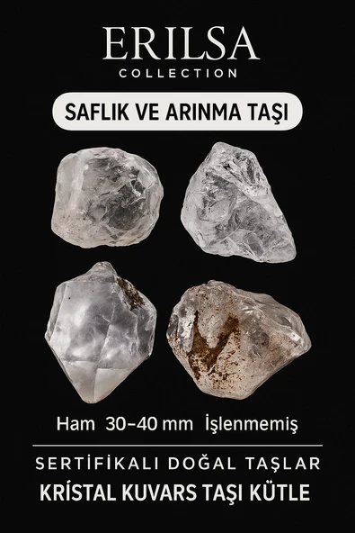 Sertifikalı Ham İşlenmemiş Kristal Kuvars Taşı Kütle - El Taşı Arındırıcı Enerji Zihinsel Netlik ürün görseli